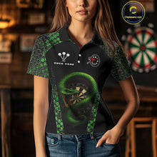 Load image into Gallery viewer, Fierce Green Serpent Dartboard Women's Darts Team Shirt - Custom Name For Players NYN0508