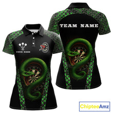 Load image into Gallery viewer, Fierce Green Serpent Dartboard Women's Darts Team Shirt - Custom Name For Players NYN0508