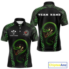 Load image into Gallery viewer, Fierce Green Serpent Dartboard Men's Darts Team Shirt - Custom Name For Players NYN0508