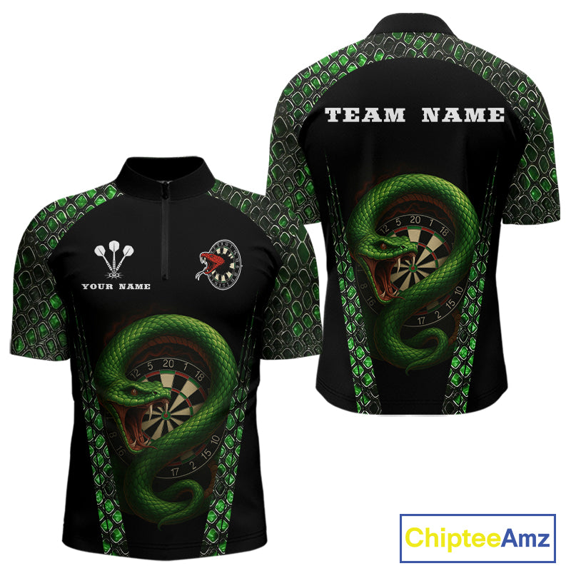 Fierce Green Serpent Dartboard Men's Darts Team Shirt - Custom Name For Players NYN0508