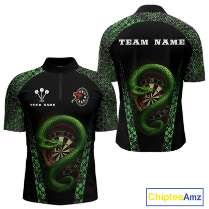 Fierce Green Serpent Dartboard Men's Darts Team Shirt - Custom Name For Players NYN0508