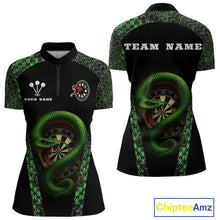 Load image into Gallery viewer, Fierce Green Serpent Dartboard Women's Darts Team Shirt - Custom Name For Players NYN0508