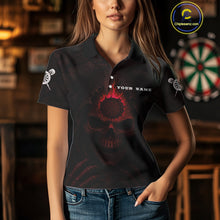 Load image into Gallery viewer, Red Flaming Dartboard In Grim Reaper Women&#39;s Team Shirt - Custom Name For Darts Jersey NYN0515