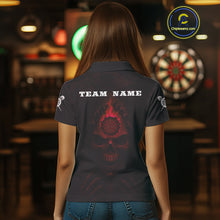 Load image into Gallery viewer, Red Flaming Dartboard In Grim Reaper Women&#39;s Team Shirt - Custom Name For Darts Jersey NYN0515