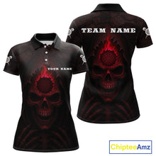 Load image into Gallery viewer, Red Flaming Dartboard In Grim Reaper Women&#39;s Team Shirt - Custom Name For Darts Jersey NYN0515