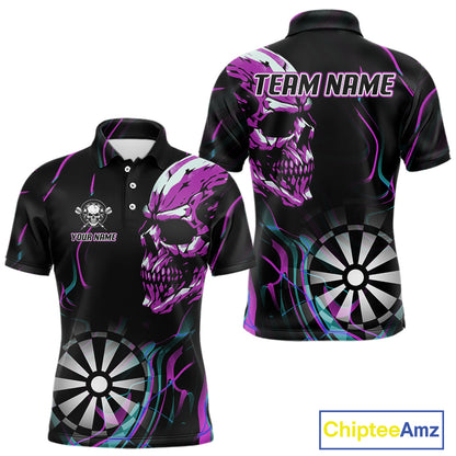 Purple Flaming Skull Dartboard Polo Dart Shirt For Men Custom Outfits Darts Team Jersey NYN0998