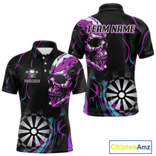 Load image into Gallery viewer, Purple Flaming Skull Dartboard Polo Dart Shirt For Men Custom Outfits Darts Team Jersey NYN0998