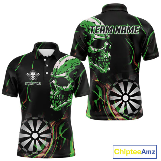 Custom Green And Orange Skull Dartboard Polo Dart Shirts For Men Darts Team Jersey NYN0999