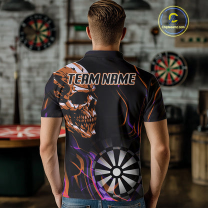Custom Orange And Purple Skull Dartboard Polo Dart Shirts For Men Darts Team Jersey NYN1000