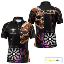 Load image into Gallery viewer, Custom Orange And Purple Skull Dartboard Polo Dart Shirts For Men Darts Team Jersey NYN1000