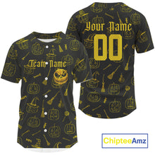 Load image into Gallery viewer, Custom Yellow Pumpkin Halloween Baseball Jersey For Men Funny Halloween Baseball Shirt NYN1008