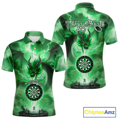 Custom Lightning Green Thunder Dragon Dartboard Polo Dart Shirt For Men, Darts Team Jersey NYN1012