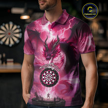 Load image into Gallery viewer, Custom Lightning Pink Thunder Dragon Dartboard Polo Dart Shirt For Men, Darts Team Jersey NYN1013