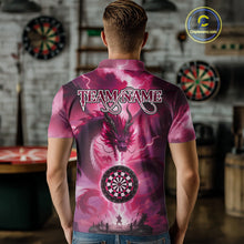 Load image into Gallery viewer, Custom Lightning Pink Thunder Dragon Dartboard Polo Dart Shirt For Men, Darts Team Jersey NYN1013