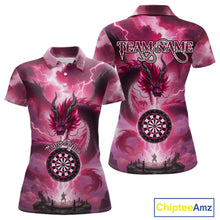 Load image into Gallery viewer, Custom Lightning Pink Thunder Dragon Dartboard Polo Dart Shirt For Women, Darts Team Jersey NYN1013