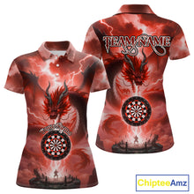 Load image into Gallery viewer, Custom Lightning Red Thunder Dragon Dartboard Polo Dart Shirt For Women, Darts Team Jersey NYN1014
