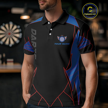 Red And Blue Wings Dartboard Custom Darts Polo Shirt For Men - Darts Team Jersey NYN0726