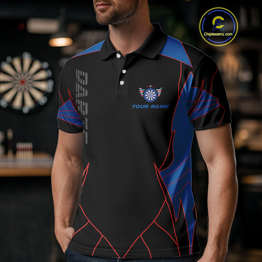 Red And Blue Wings Dartboard Custom Darts Polo Shirt For Men - Darts Team Jersey NYN0726