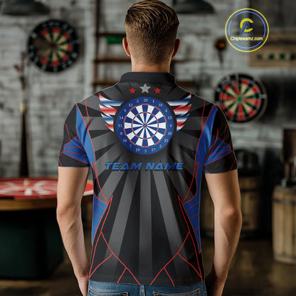 Red And Blue Wings Dartboard Custom Darts Polo Shirt For Men - Darts Team Jersey NYN0726