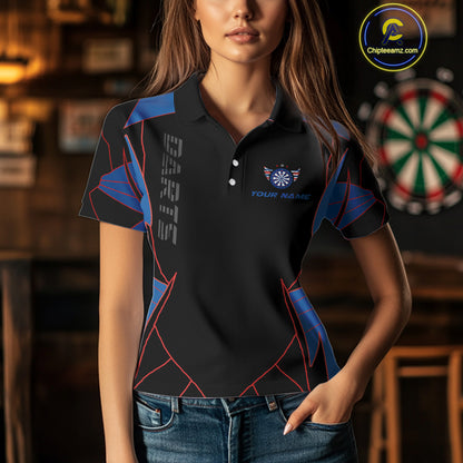 Red And Blue Wings Dartboard Custom Darts Polo Shirt For Women - Darts Team Jersey NYN0726