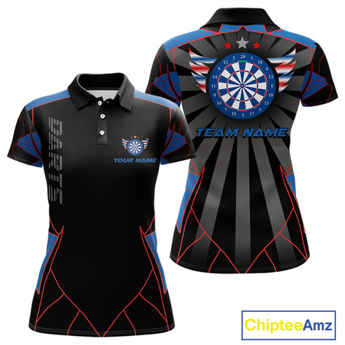 Red And Blue Wings Dartboard Custom Darts Polo Shirt For Women - Darts Team Jersey NYN0726