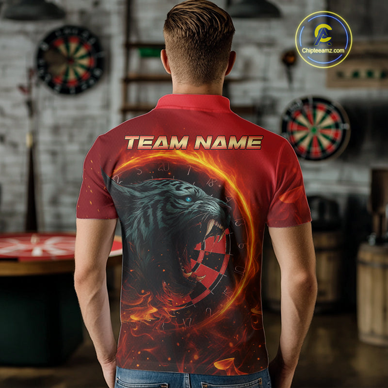 Panther Flaming Dartboard Custom Darts Polo  Shirt For Men - Darts Team Jersey NYN0727