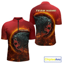 Load image into Gallery viewer, Panther Flaming Dartboard Custom Darts Quarter-Zip Shirt For Men - Darts Team Jersey NYN0727