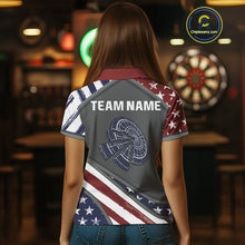 Load image into Gallery viewer, US Flag Cracked Dartboard Custom Darts Polo Shirt For Women - Darts Team Jersey NYN0728