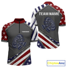 Load image into Gallery viewer, US Flag Cracked Dartboard Custom Darts Quarter-Zip Shirt For Men - Darts Team Jersey NYN0728