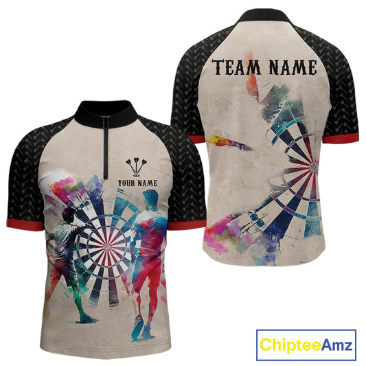 Human Play Darts Custom Colorful Darts Quarter-Zip Shirt For Men - Darts Team Jersey NYN0729