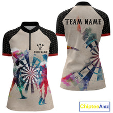 Load image into Gallery viewer, Human Play Darts Custom Colorful Darts Quarter-Zip Shirt For Women - Darts Team Jersey NYN0729