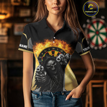 Load image into Gallery viewer, Skeleton &amp; Flame Dartboard Custom Darts Polo Shirt For Women - Darts Team Jersey NYN0731