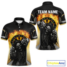 Load image into Gallery viewer, Skeleton &amp; Flame Dartboard Custom Darts Polo Shirt For Men - Darts Team Jersey NYN0731
