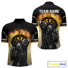 Load image into Gallery viewer, Skeleton &amp; Flame Dartboard Custom Darts Quarter-Zip Shirt For Men - Darts Team Jersey NYN0731