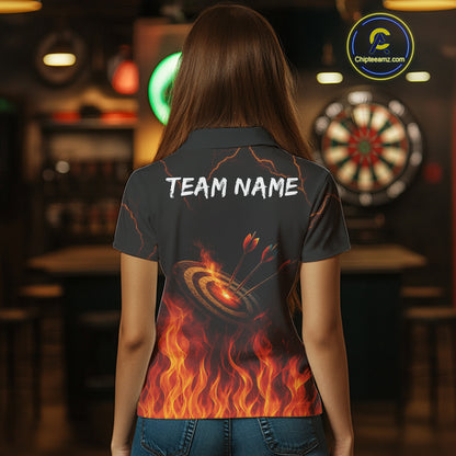 Flaming Darts & Arrow Custom Darts Polo Shirt For Women - Darts Team Jersey NYN0732
