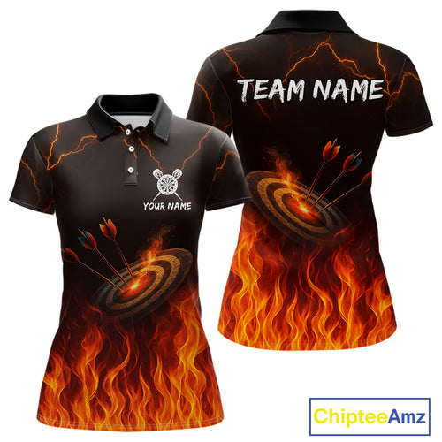 Flaming Darts & Arrow Custom Darts Polo Shirt For Women - Darts Team Jersey NYN0732