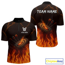 Load image into Gallery viewer, Flaming Darts &amp; Arrow Custom Darts Quarter-Zip Shirt For Men - Darts Team Jersey NYN0732