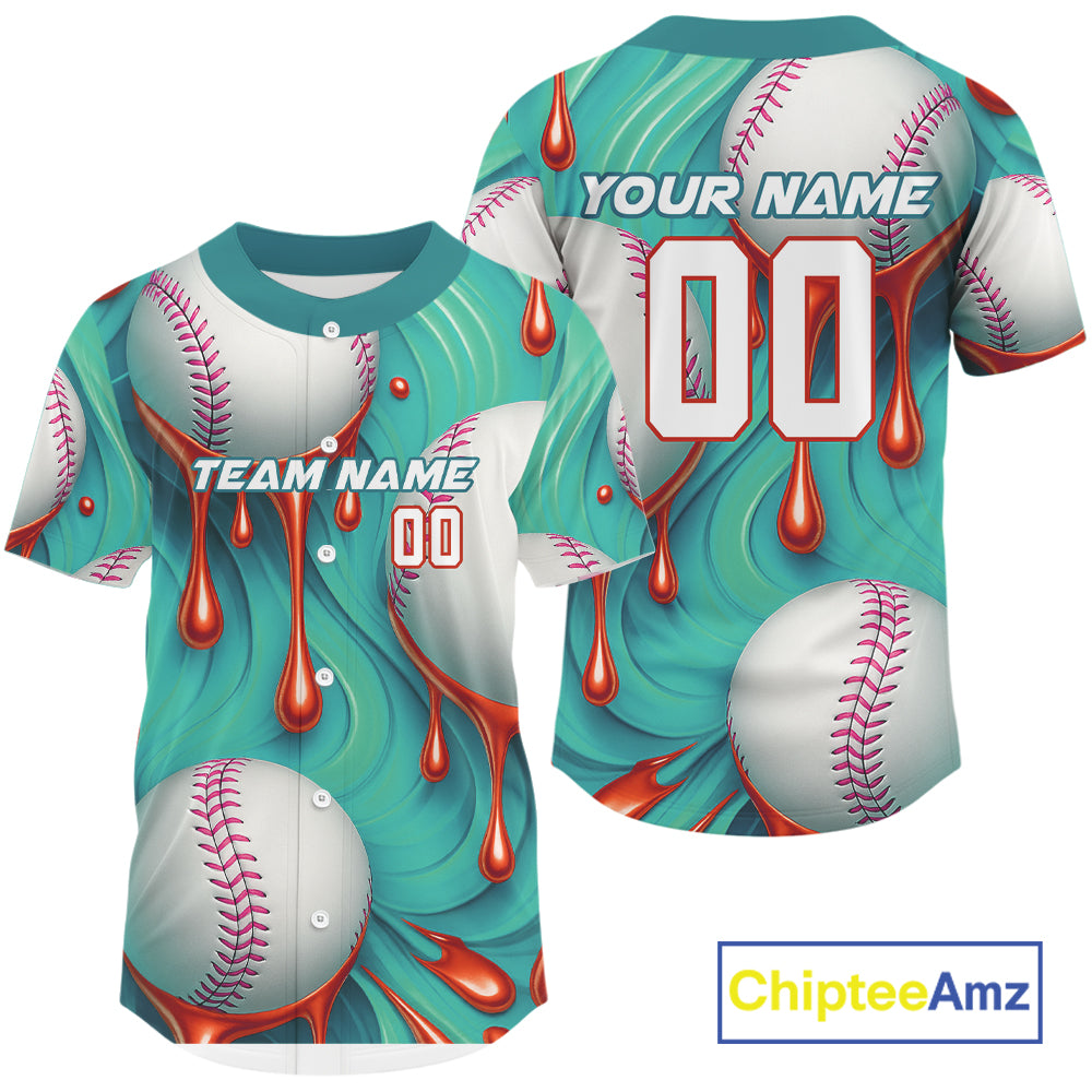 Men's Funny Baseball Jersey Custom Baseball Dripping With Baseball Team Shirts | Green NYN1035