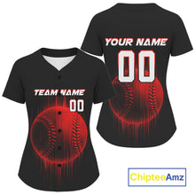 Load image into Gallery viewer, Women's Baseball Jersey Personalized Baseball Glitch Vertical Streak, Baseball Team | Red NYN1036