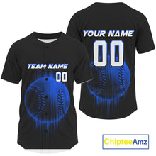 Load image into Gallery viewer, Men's Baseball Jersey Personalized Baseball Glitch Streak, Baseball Shirt For Newborn | Blue NYN1037