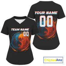 Load image into Gallery viewer, Custom Baseball Women Jersey Personalized Flaming 3D Baseball , Baseball Team Shirts NYN1040