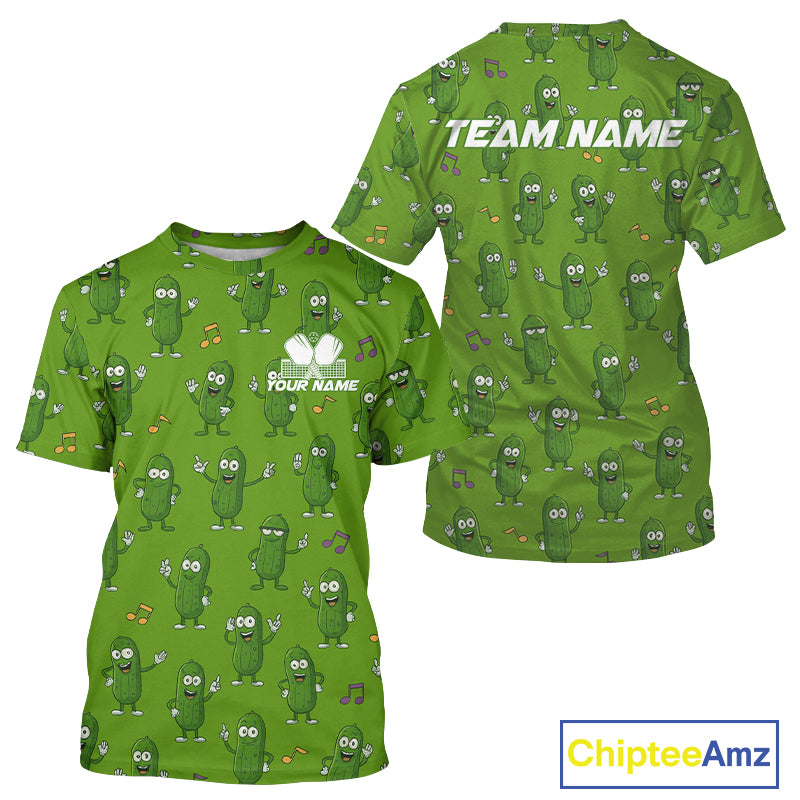 Custom Pickles Funny Pickleball T-Shirt For Men Outfit Green Funny Pickleball Jersey NYN1370