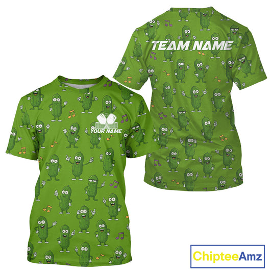 Custom Pickles Funny Pickleball T-Shirt For Men Outfit Green Funny Pickleball Jersey NYN1370