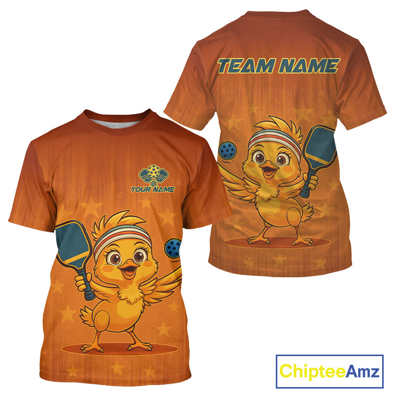 Custom Chicken Orange And Blue Funny Pickleball T-Shirt For Men Outfits Pickleball Jersey NYN1375