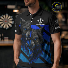 Load image into Gallery viewer, Personalized Azure Wolf &amp; Arrow Men's Darts Shirt - Custom Name For Darts Jersey NYN0517