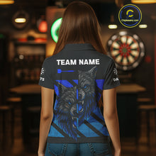 Load image into Gallery viewer, Personalized Azure Wolf &amp; Arrow Men&#39;s Darts Shirt - Custom Name For Darts Jersey NYN0517