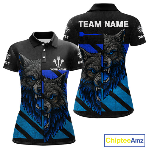 Personalized Azure Wolf & Arrow Men's Darts Shirt - Custom Name For Darts Jersey NYN0517