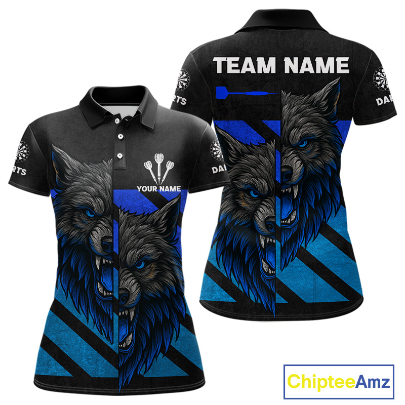 Personalized Azure Wolf & Arrow Men's Darts Shirt - Custom Name For Darts Jersey NYN0517