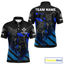 Load image into Gallery viewer, Personalized Azure Wolf &amp; Arrow Men's Darts Shirt - Custom Name For Darts Jersey NYN0517