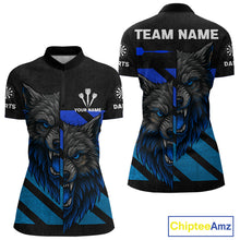 Load image into Gallery viewer, Personalized Azure Wolf &amp; Arrow Men&#39;s Darts Shirt - Custom Name For Darts Jersey NYN0517